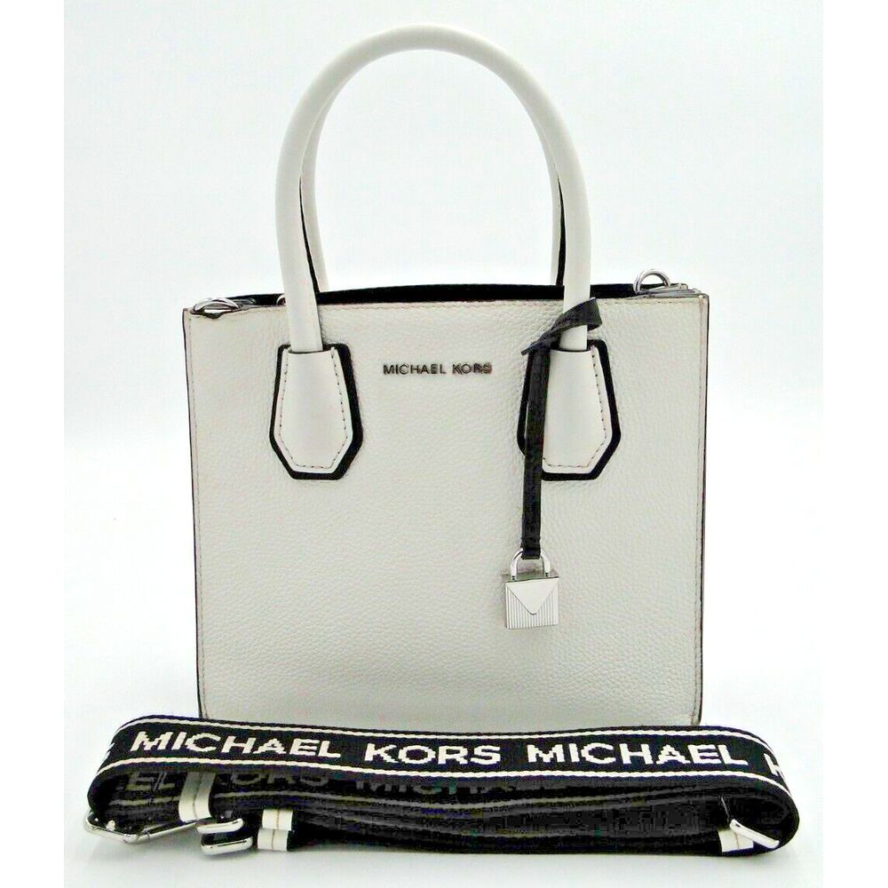 Michael Kors Mercer Medium Accordion Messenger‎  Retail Style In White & Black